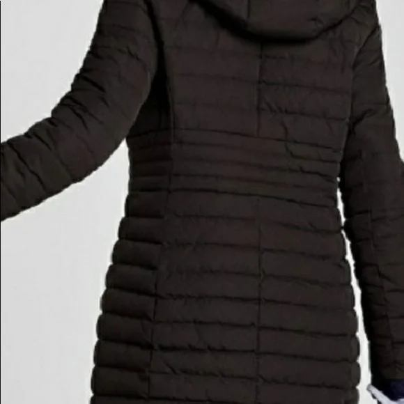 Zara Long Down Anorak Puffer Coat W/Fur Hood Color Black Size Large NWT